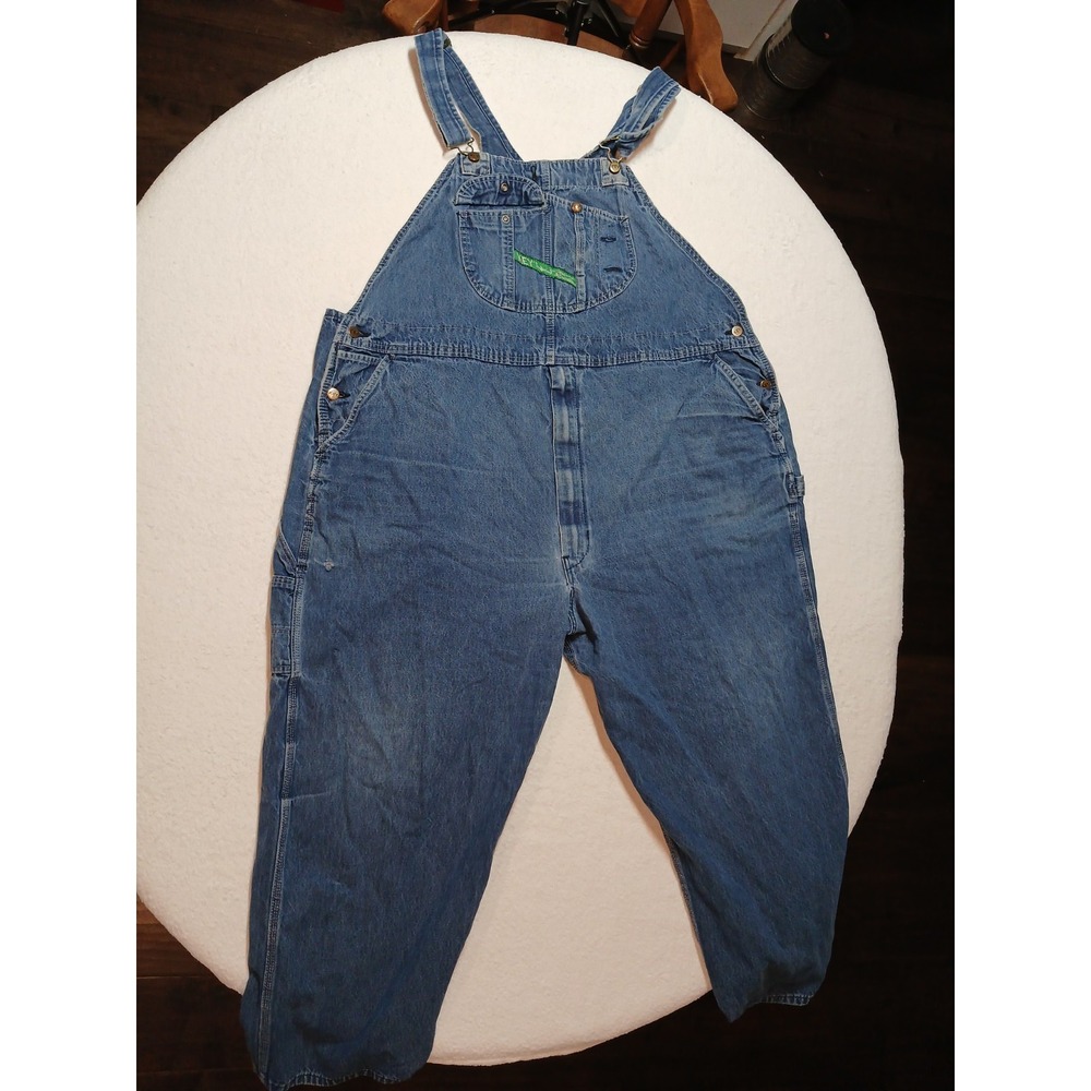 Vtg 90s Key Imperial Denim Bib Overalls Mens 54x30 Carpenter Workwear Distressed
